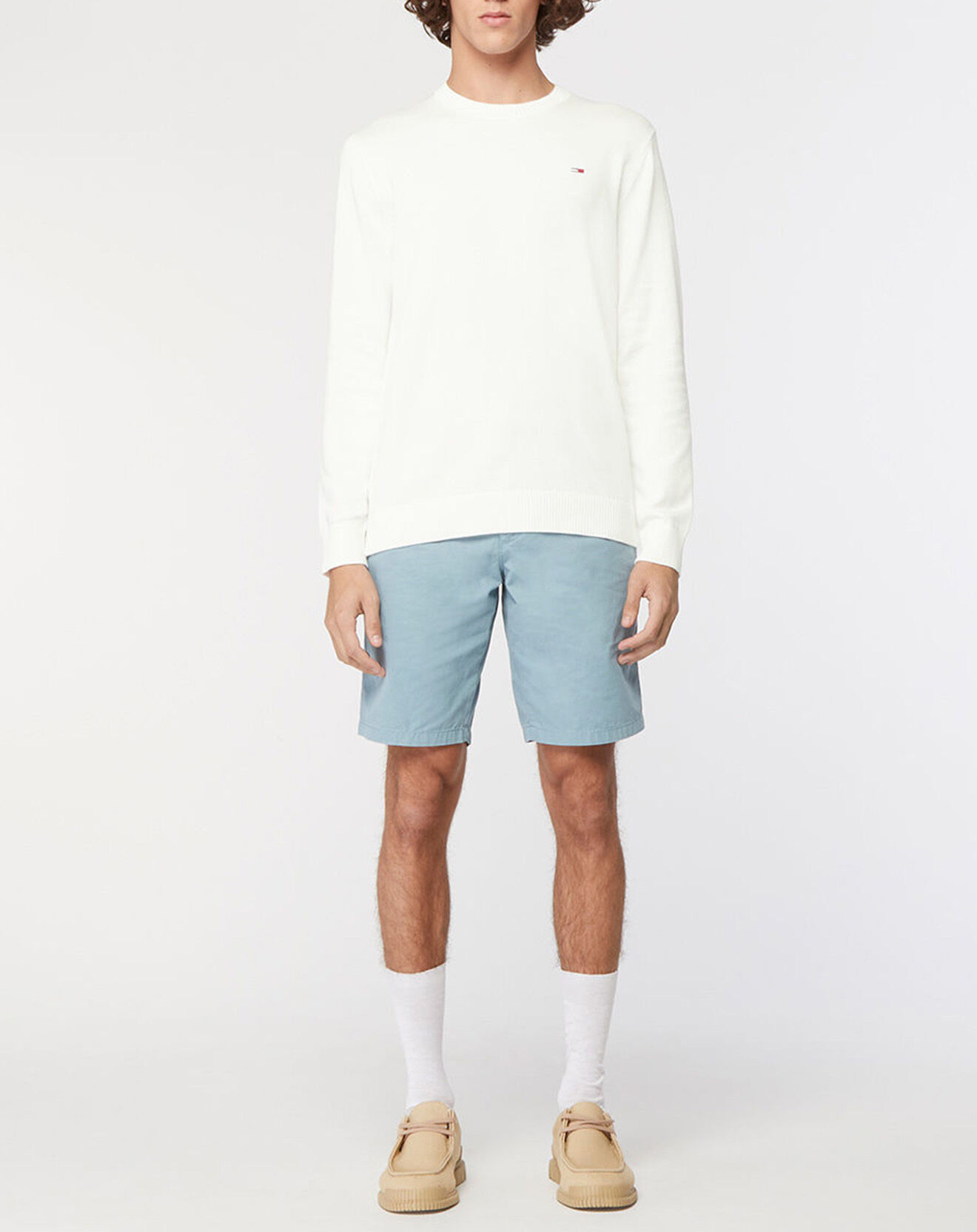 Tommy Jeans Pull 100% Coton Bio Essential light blanc