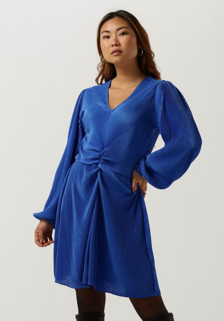 NEO NOIR blauwe neo noir mini jurk lettie solid dress
