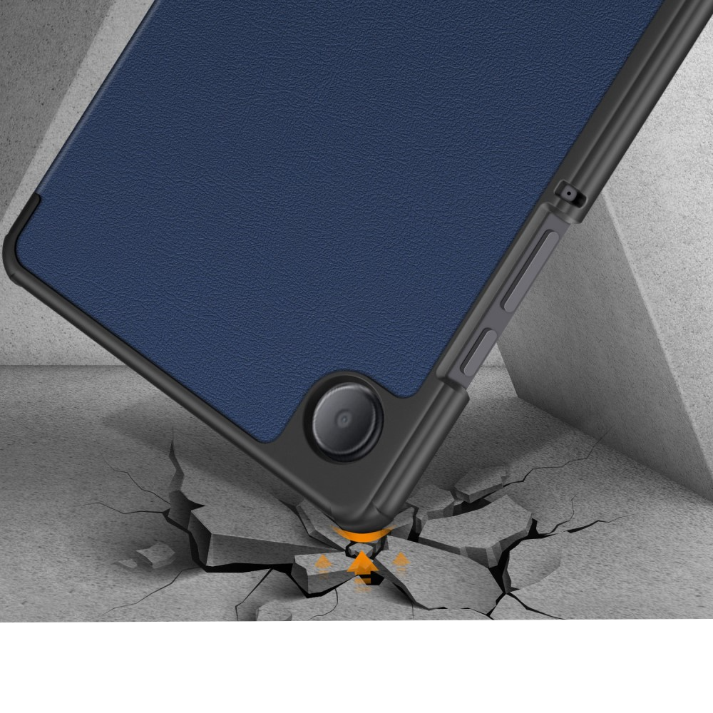 Samsung Galaxy Tab A9 Leder Tasche Smart Cover Hülle Litchi Look - Dunkelblau