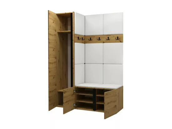 Meuble d'entrée Hartford 277, 186x124x46cm, Miroir, Marron|Chêne Artisan