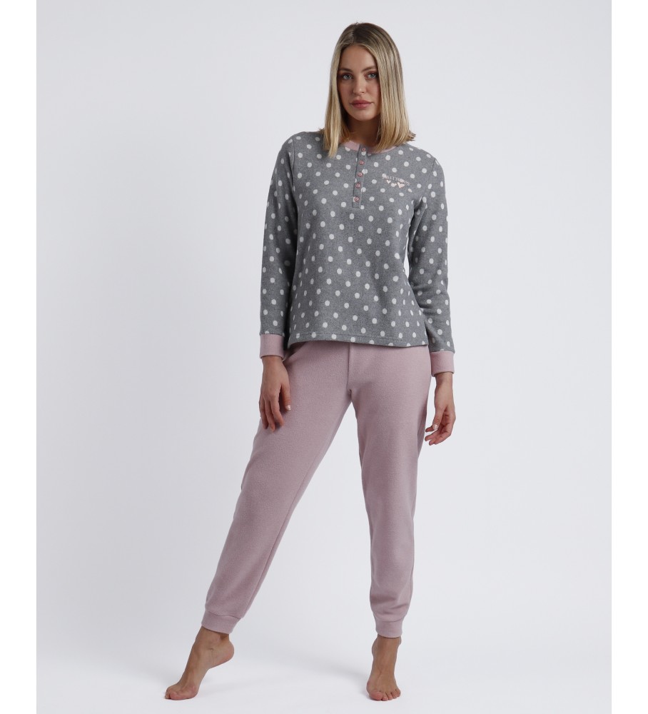 Pijama de manga comprida Admas Sweet Dots cinza