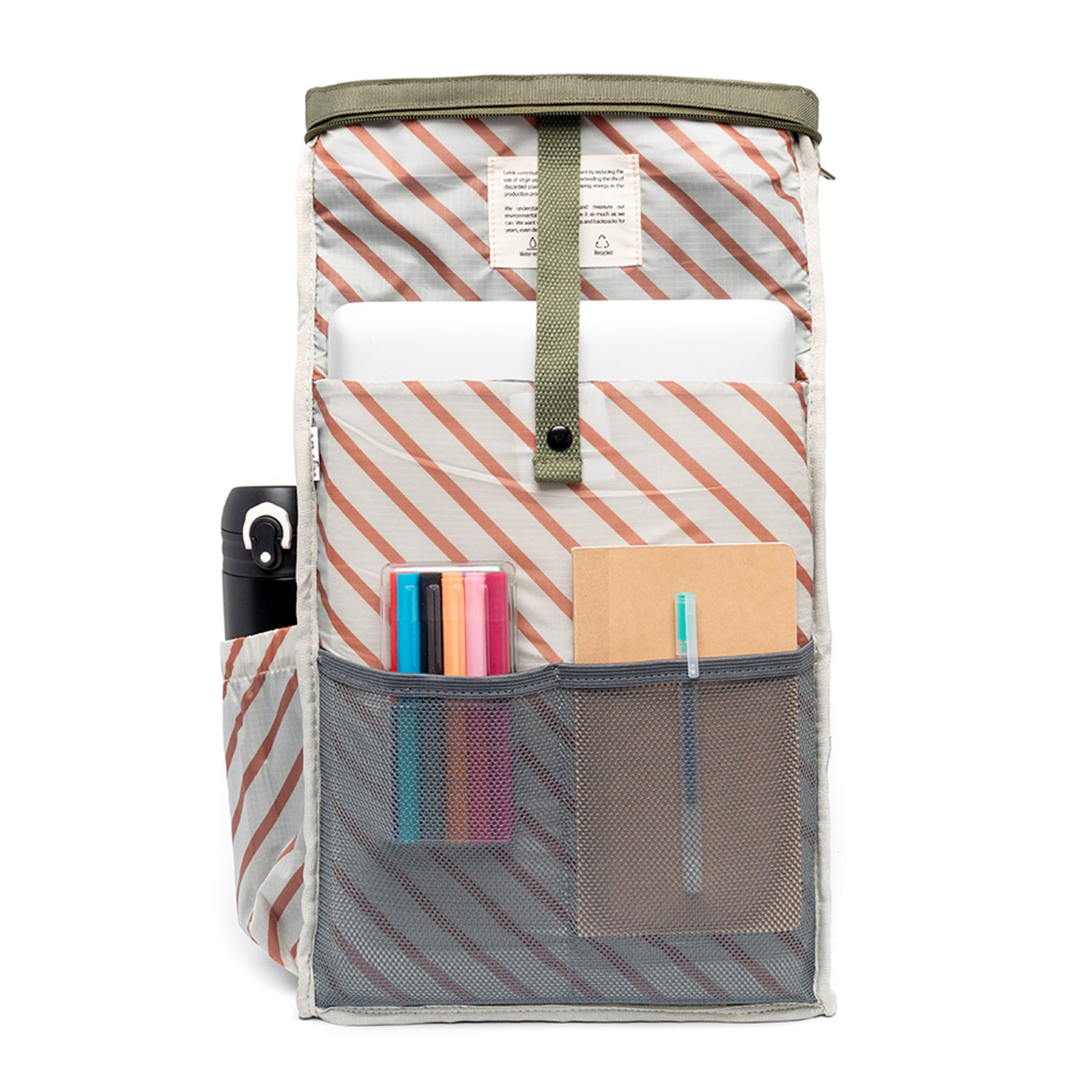 Lefrik Roll Mini Backpack stripes olive