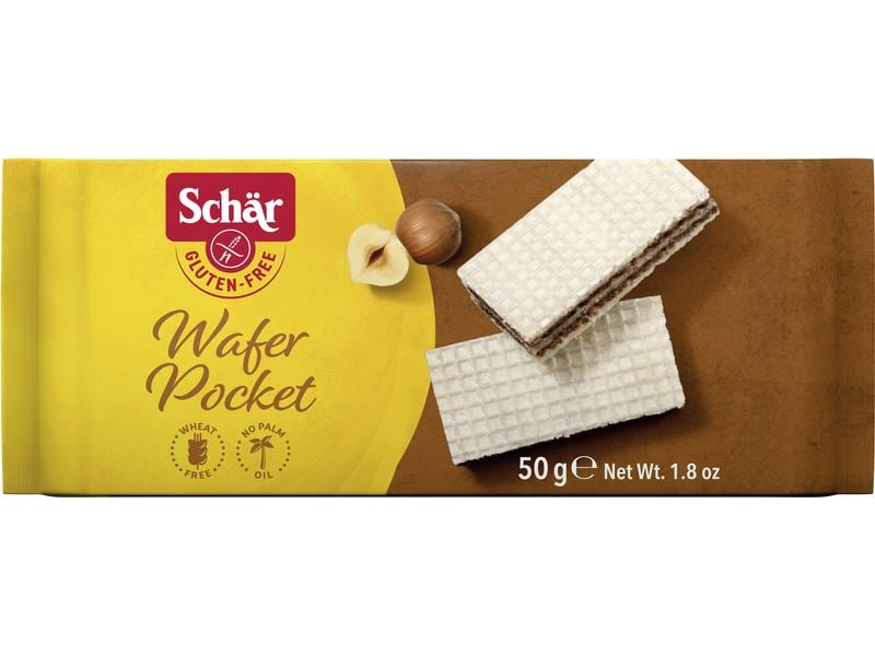 Dr.Schär Wafer pocket Haselnuss glutenfrei 50 g Haselnusscreme-Waffeln