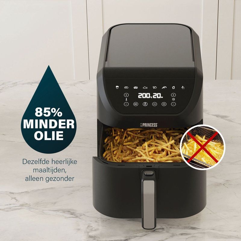 Princess - Digitale Airfryer XXL 182256 - SlimFry - Zwart - 8 Liter - 2000W
