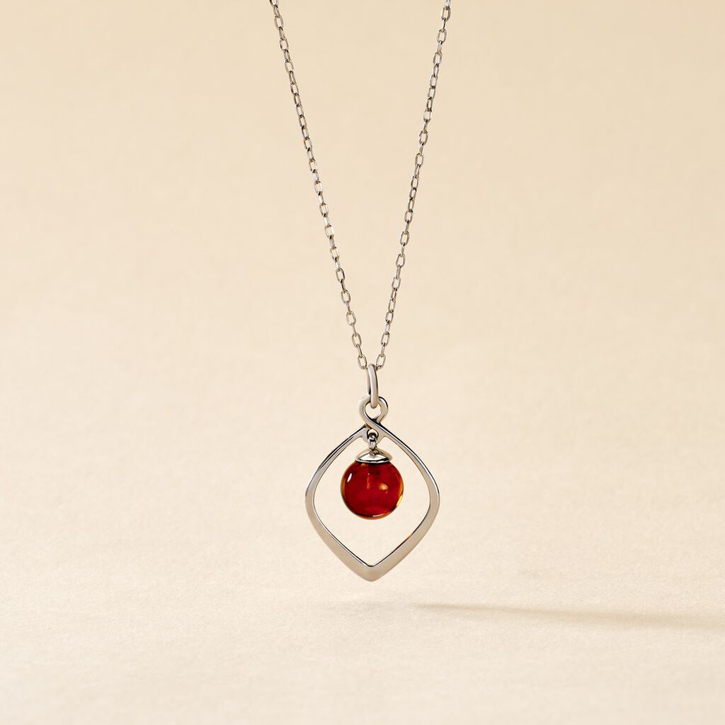 Collier Iva Argent Blanc Ambre