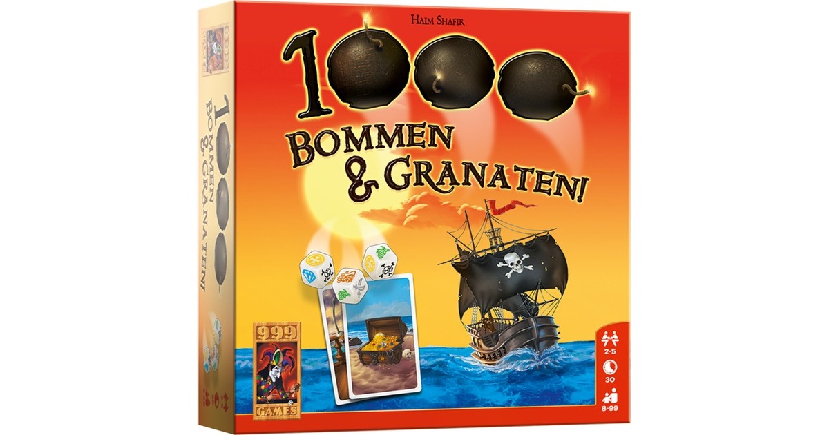 999 Games1000 Bommen & Granaten! Dobbelspel  (Nederlands, 2 - 5 spelers, 30 minuten, Vanaf 8 jaar)