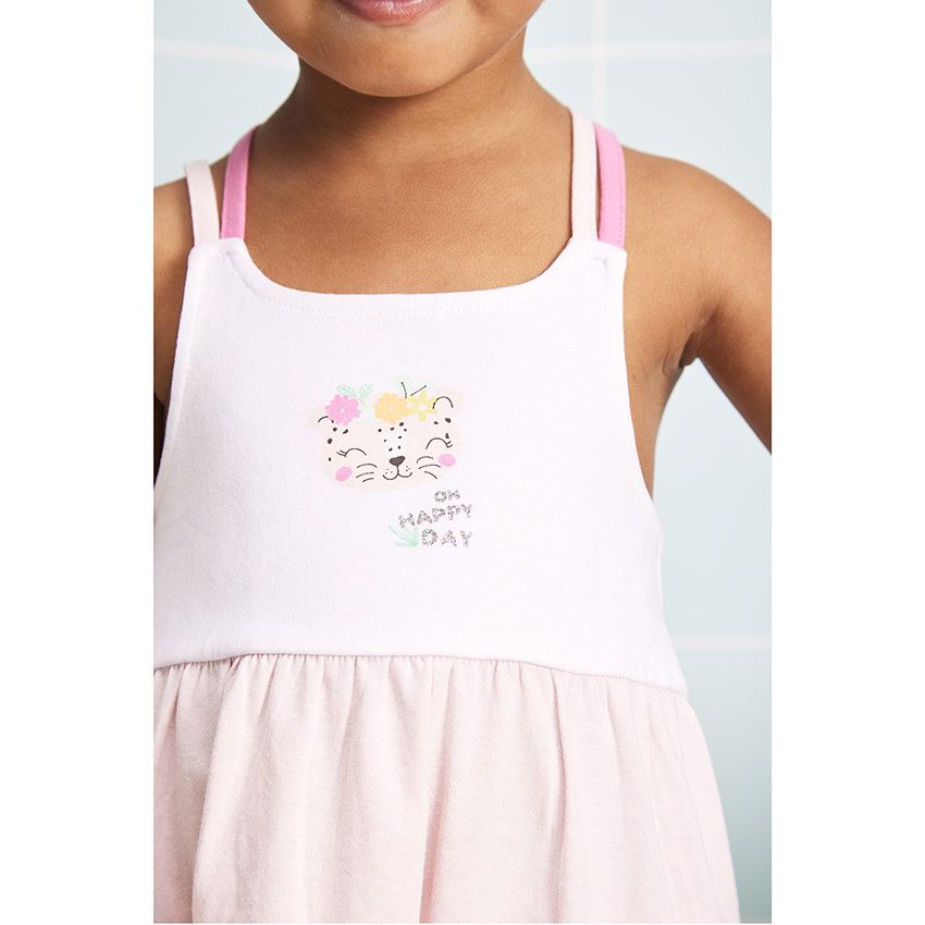 Robe à double bretelles effet dégradé pour bébé fille - Blanc