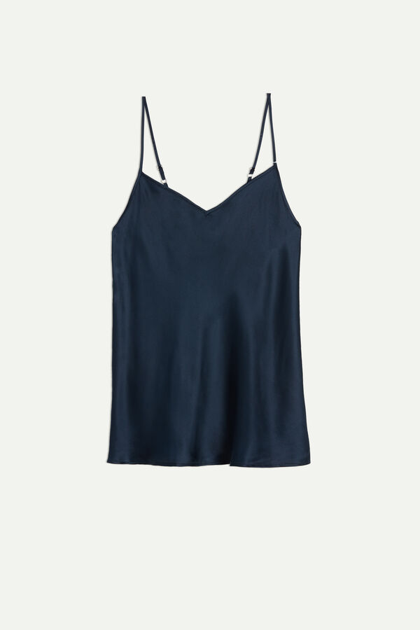 Blusa de cetim de seda com decote em V