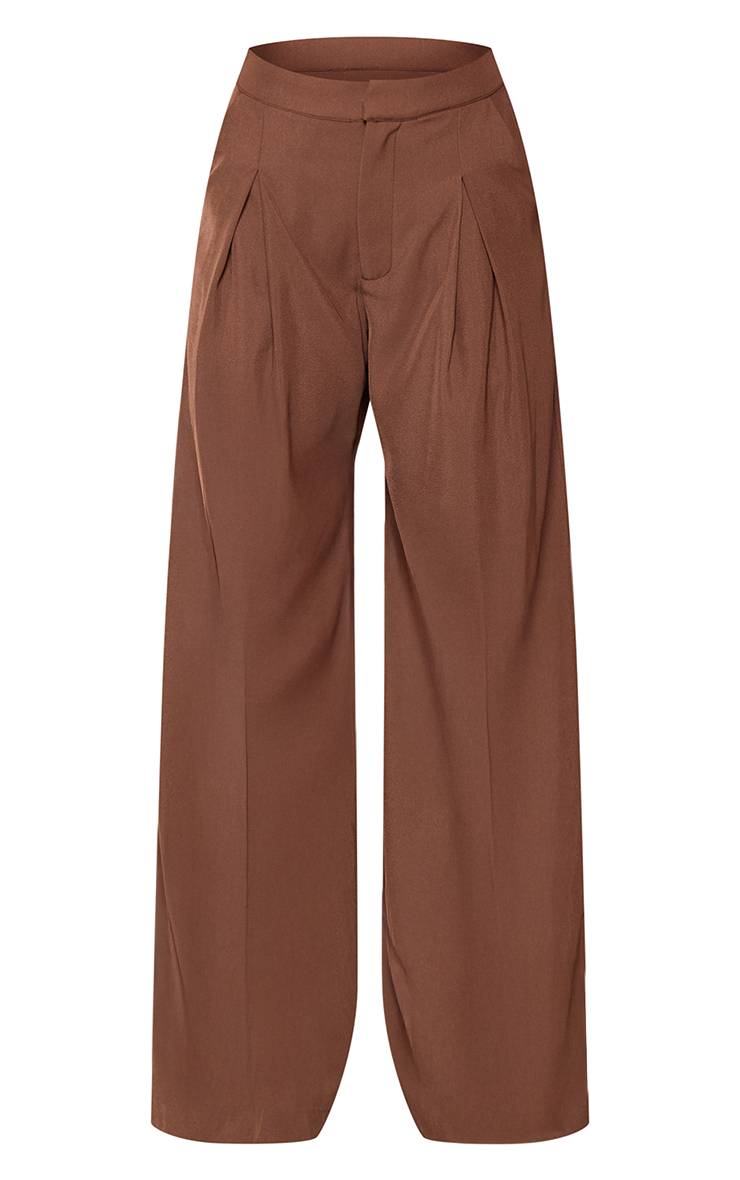 Marron Pantalon Large Plissé Tailleur Champignon Ensemble Coordonné