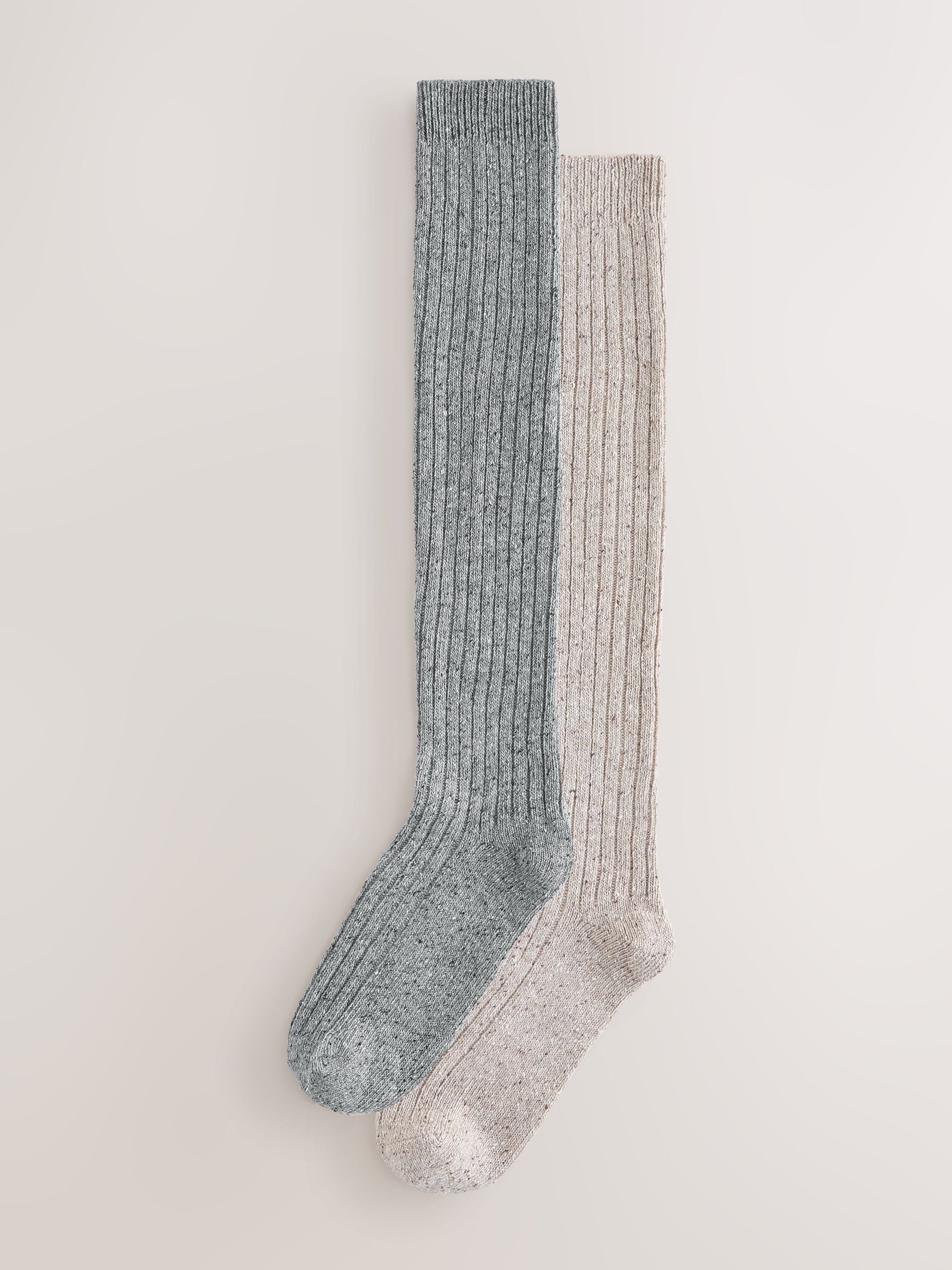 Neutraal - Thermal Wool Blend Knee High Socks 2 Pack With Silk