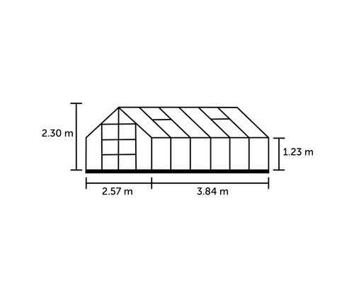 Kas Hallen Universeel 128 9,9 m² Helder glas 3 mm 257 x 384 cm Aluminium