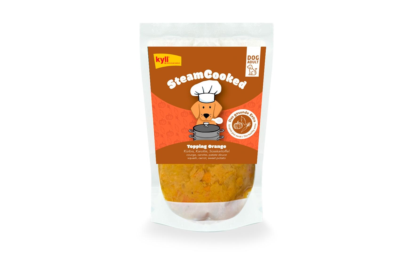 Nassfutter SteamCooked Topping Orange, 200 gErgänzungsfuttermittel für ausgewachsene Hunde
