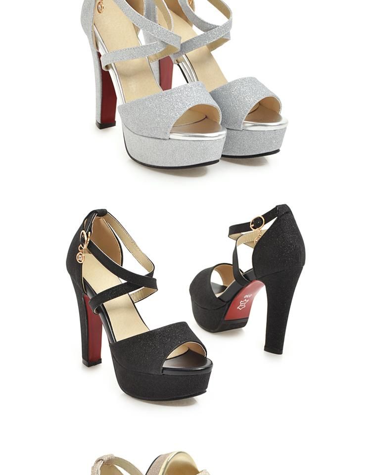 Freesia - Open teen glitter sandalen met hoge hak