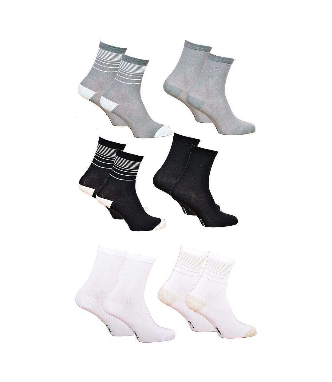 Chaussettes femme DIM en Coton Confort et Elegance -Assortiment modèles photos selon arrivages- Pack de 6 paires Lurex D07XV