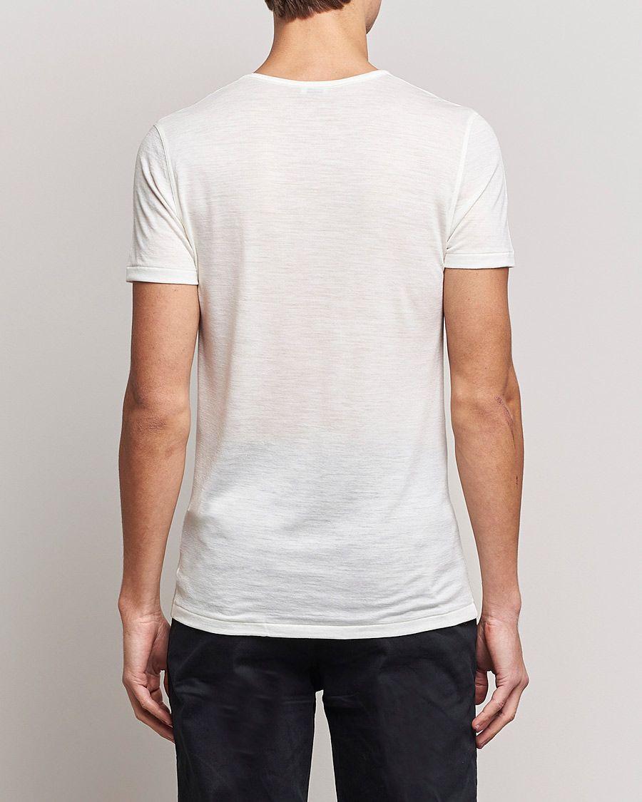 Zimmerli of Switzerland Wool/Silk Crew Neck T-Shirt Ecru