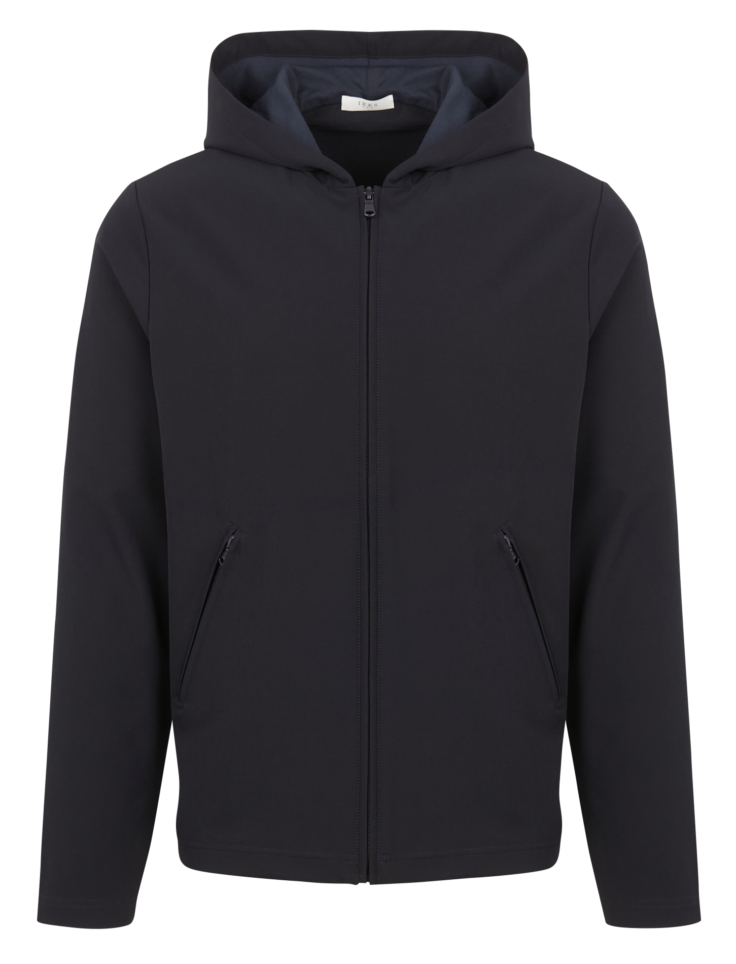 Blouson droit à capuche| Bleu