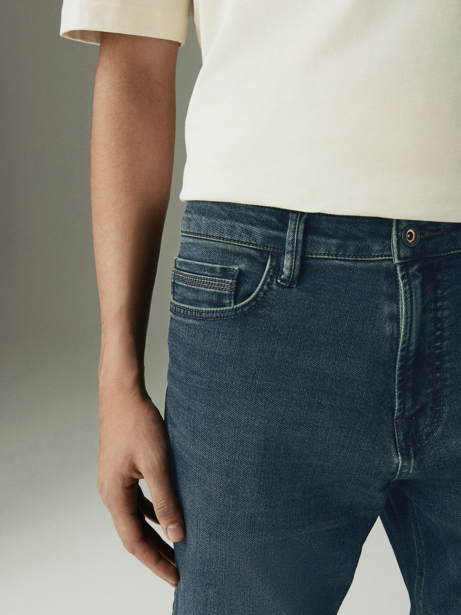 Vintage getint blauw - Slim Fit - Comfortabele stretchjeans