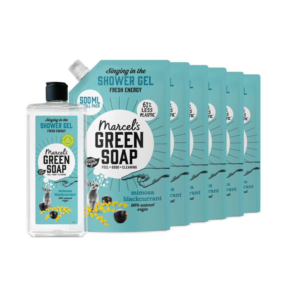 Marcel's Green Soap Douchegel Mimosa & Zwarte Bes + 6 Navullingen Pakket