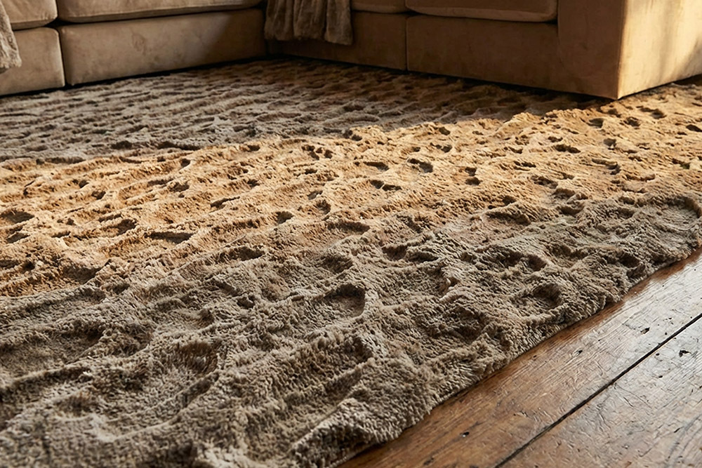 Hochflor Teppich DUNE 230x160cm taupe Indoor Hoch-Tief-Effekt Faux-Fur