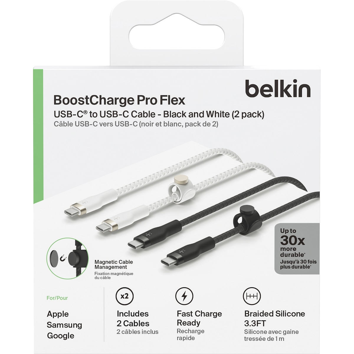 Belkin Twin USB-C til USB-C kabel 1 m (sort/hvit/2-pk)
