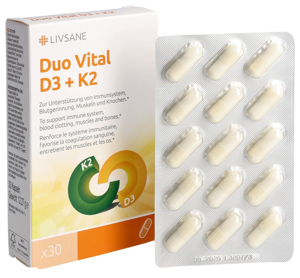 LIVSANE Duo Vital D3   K2 Kaps Blist 30 Stk