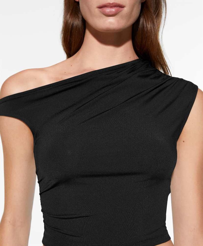 Camiseta assimétrica franzida