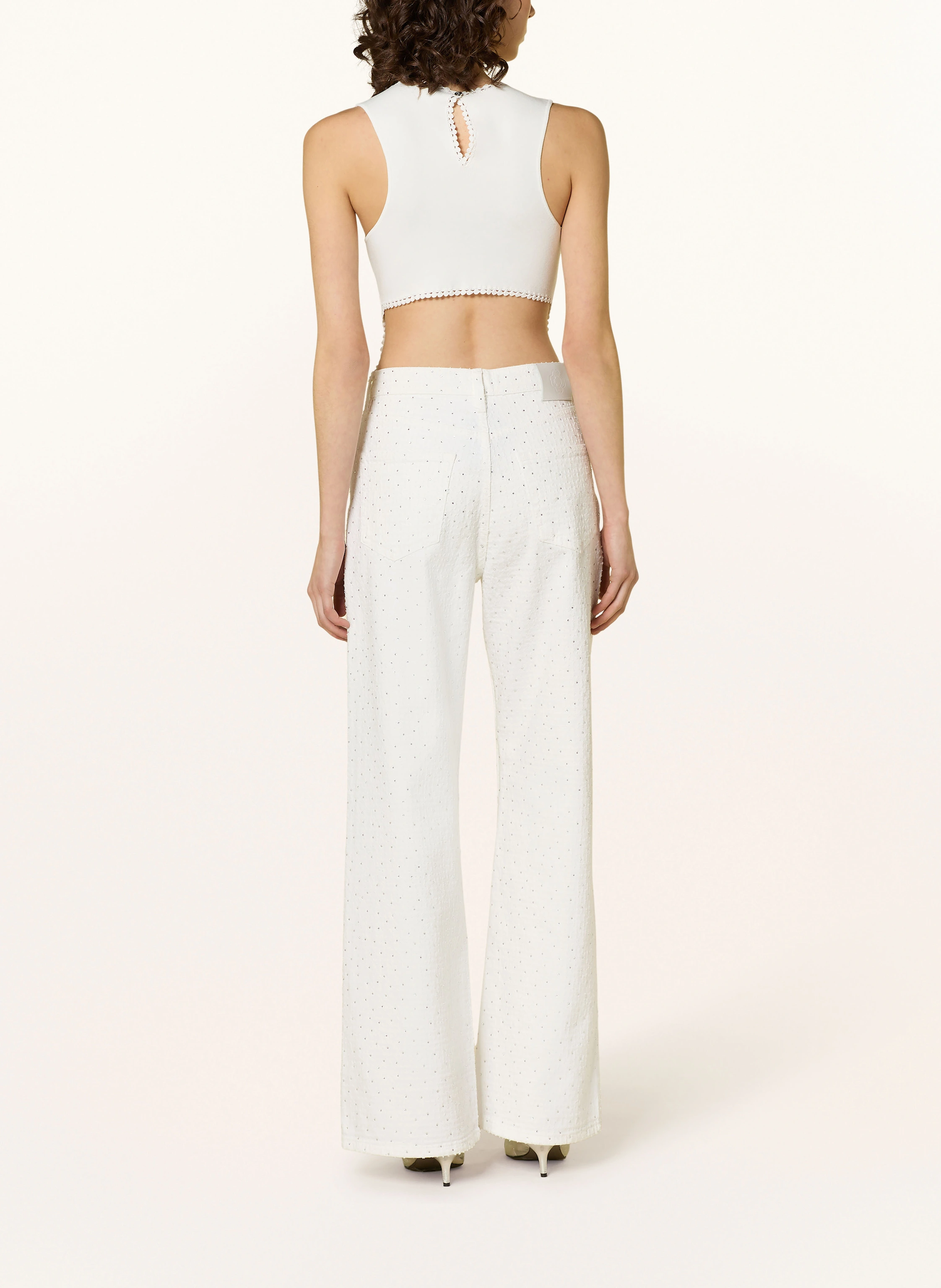 maje Strick-Body mit Cut-out und Spitze