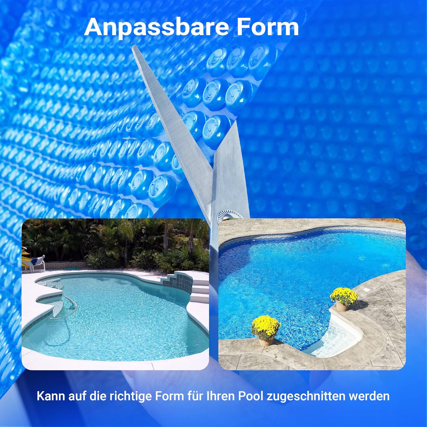 Wiltec Pool Solarfolie 5 x 8 m, blau, Poolheizung aus 400 µ starkem PE Film, Poolabdeckung Poolplane Solarplane rechteckig