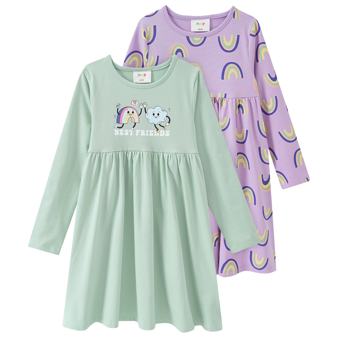 Famy 2 Mädchen Kleider mit Regenbogen-Prints salbei / helllila
