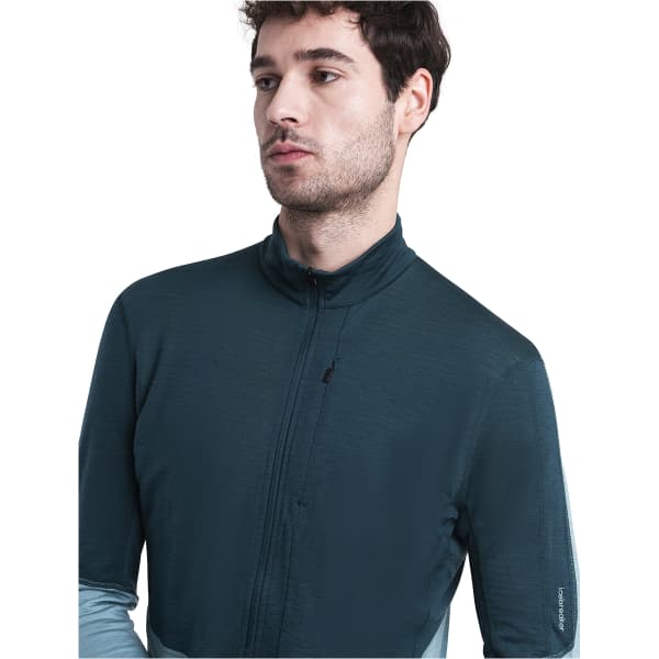 T-shirt thermique ICEBREAKER M MERINO 200 REALFLEECE DESCENDER LS HALF ZIP FATHOM GRN/CLOUD RAY/CB
