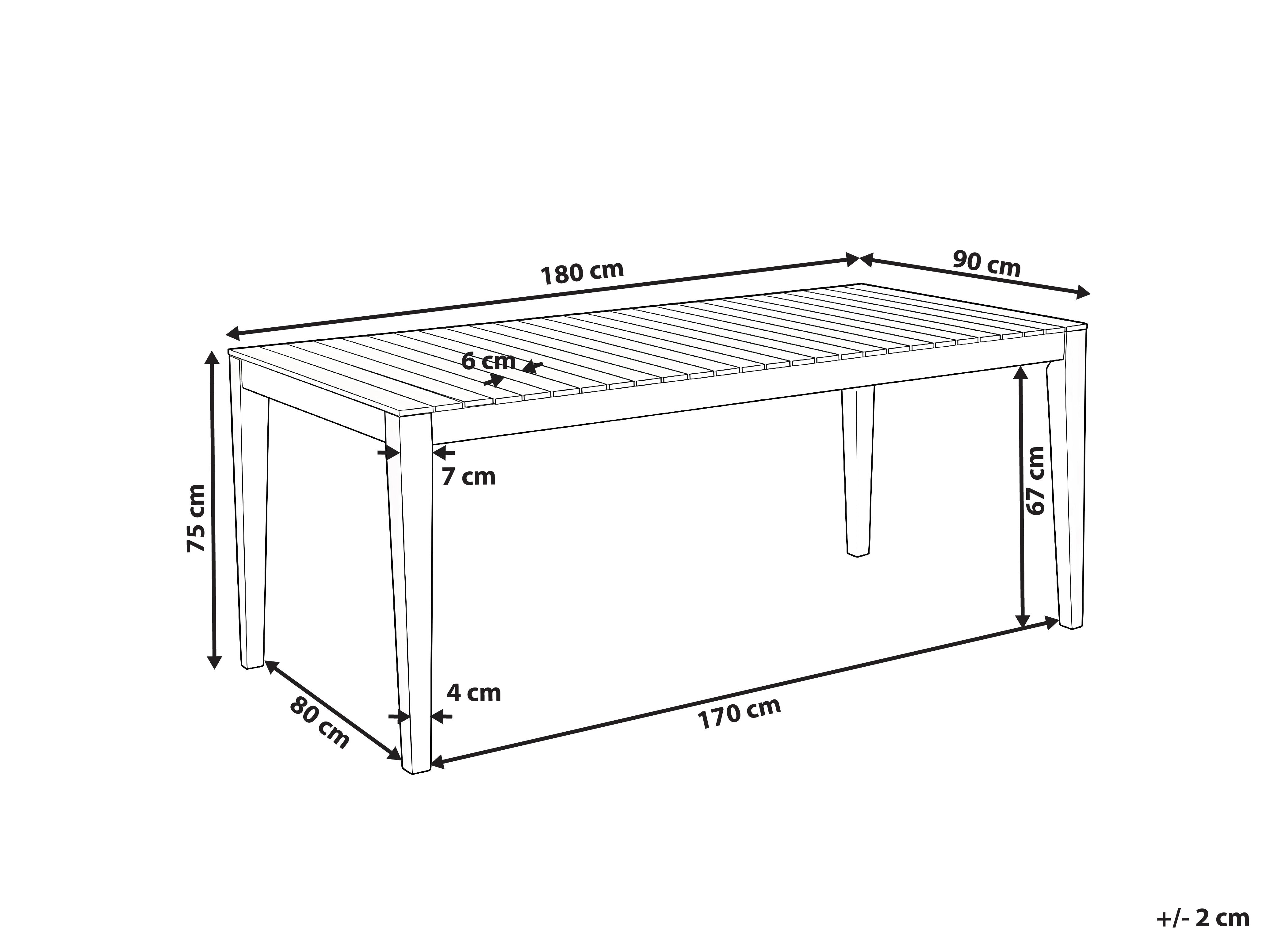 Tuin eettafel CHIOGGIA 90 cm 180 cm Gecertificeerd acaciahout Lichtbruin
