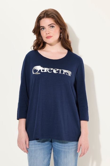 T-Shirt, Queens, A-Linie, Rundhals, 3/4-Arm