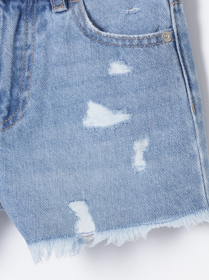 Shorts jeans rasgados - Azul claro