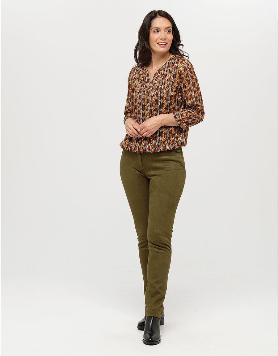 Pantalon suédine kaki
