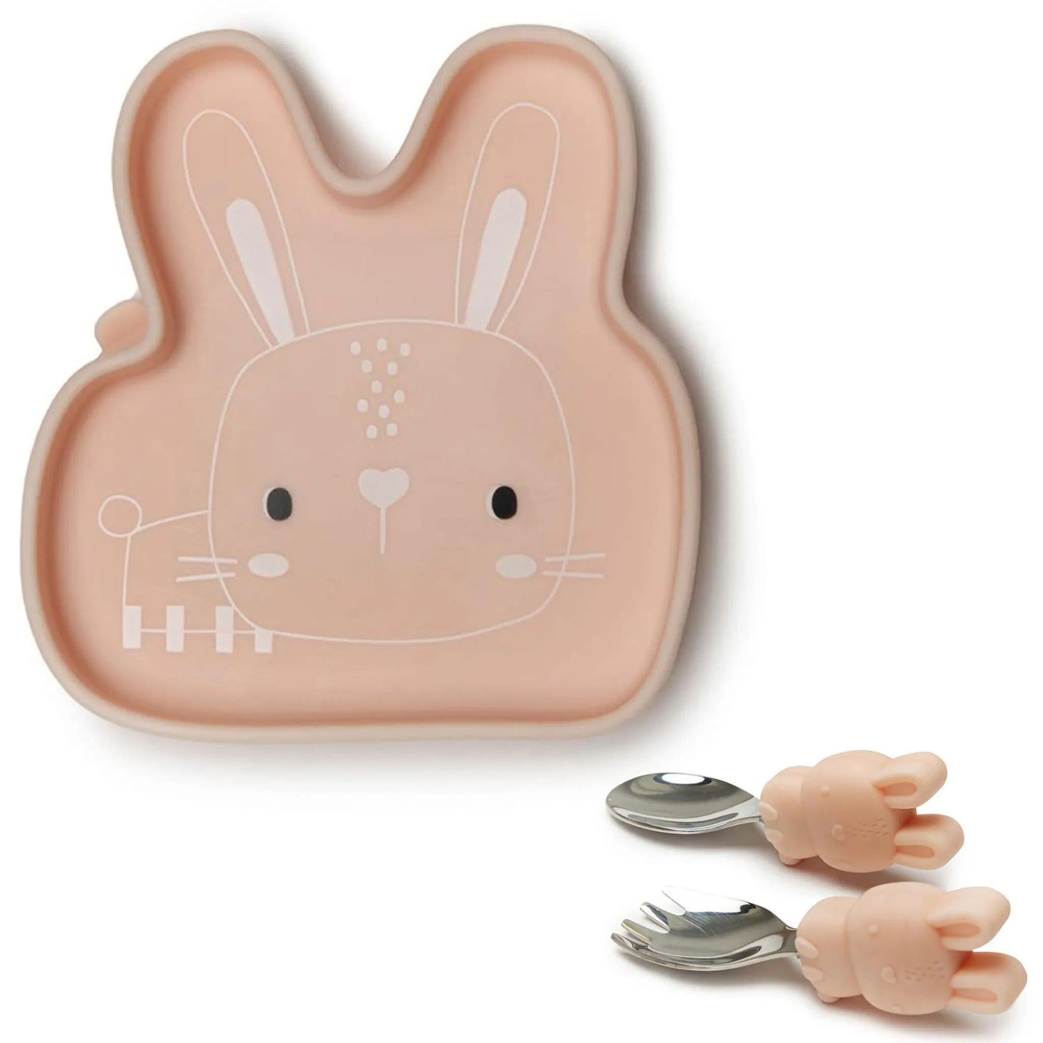 Loulou Lollipop Ensemble de vaisselle en silicone - Lapin