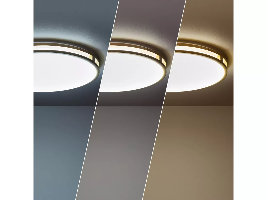 Plafonnier LED Rond Bois 20W CCT Sélectionnable Donati Ø405 mm Bois