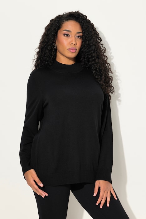 Pullover, edle Schurwoll-Seidenmischung, Stehkragen, Langarm