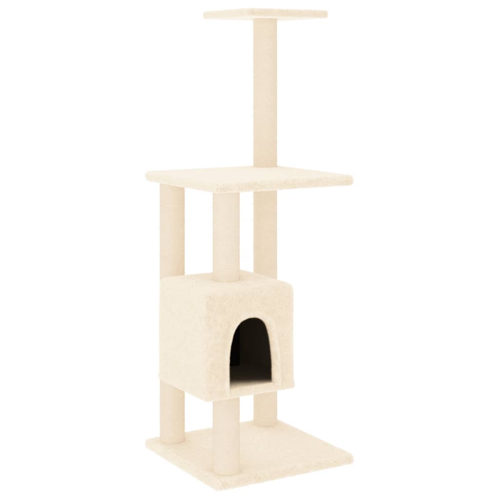 Arranhador para gatos Vidaxl de dois níveis na cor creme