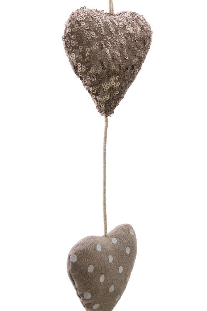 Hängedekoration Hearts - grau-rosa - 148 cm