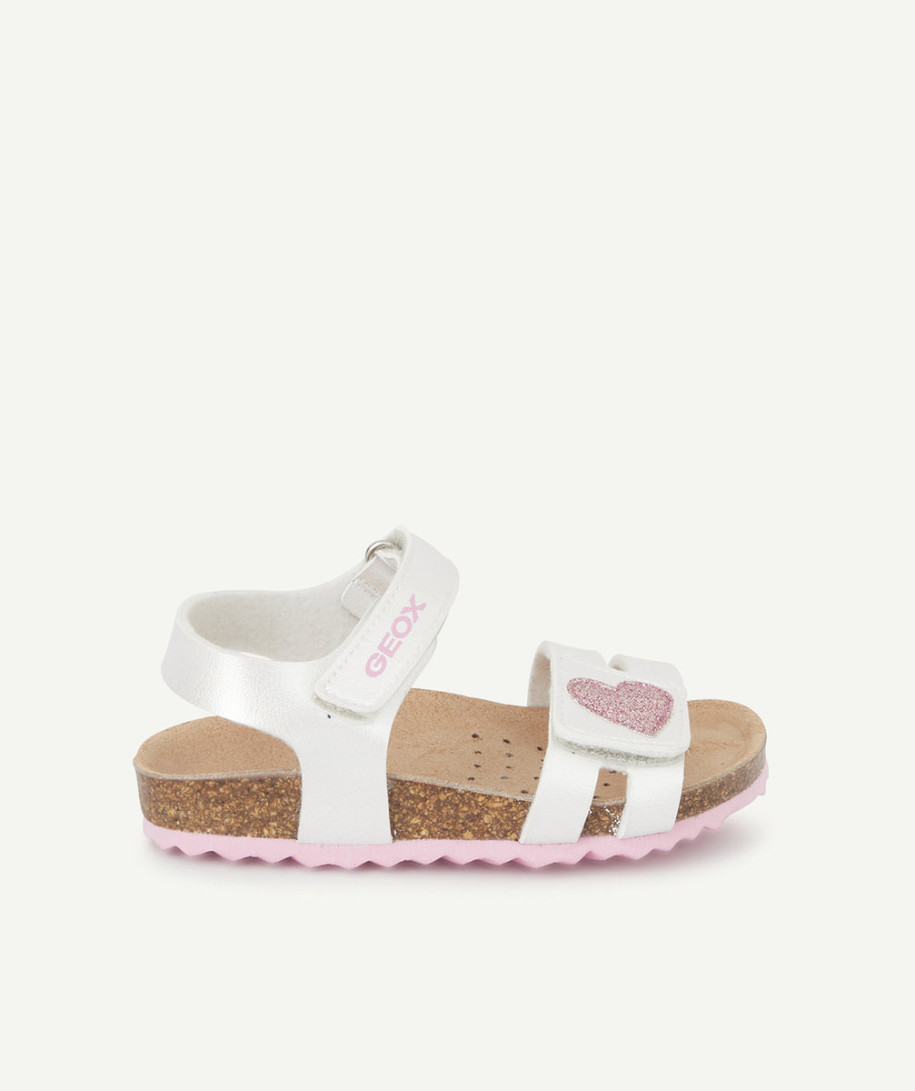 GEOXSANDALES CHALKI FILLE COULEUR ARGENTÉE AVEC DÉTAILS ROSES
