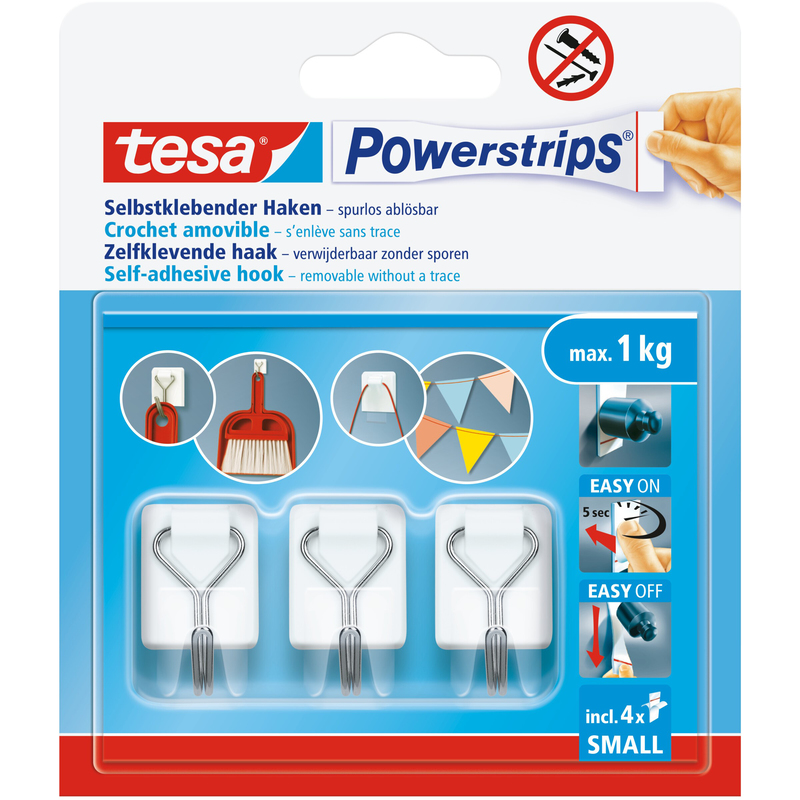 Tesa Powerstrips Haken, 4 Stück