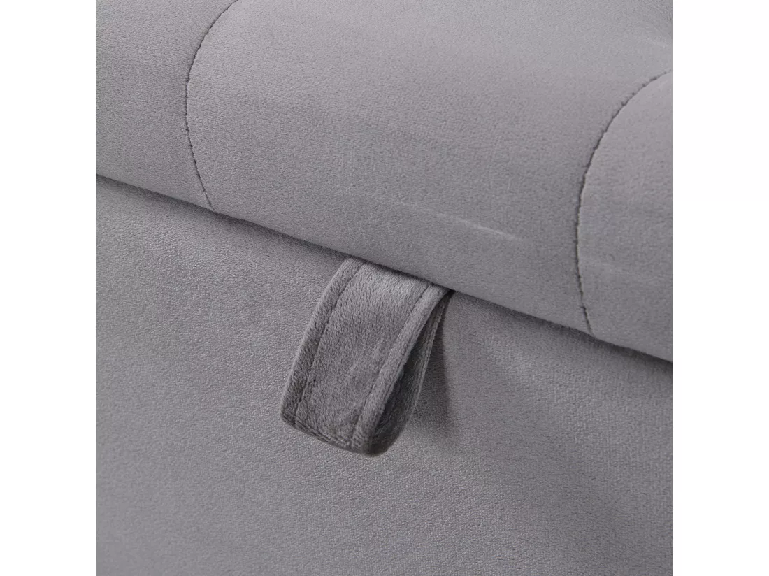 Banc coffre rembourré en velours - Gris