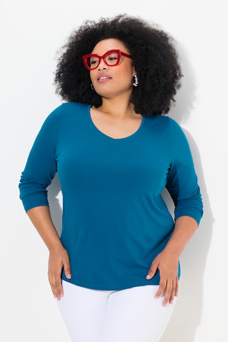 Shirt, Slim, V-Ausschnitt, Langarm