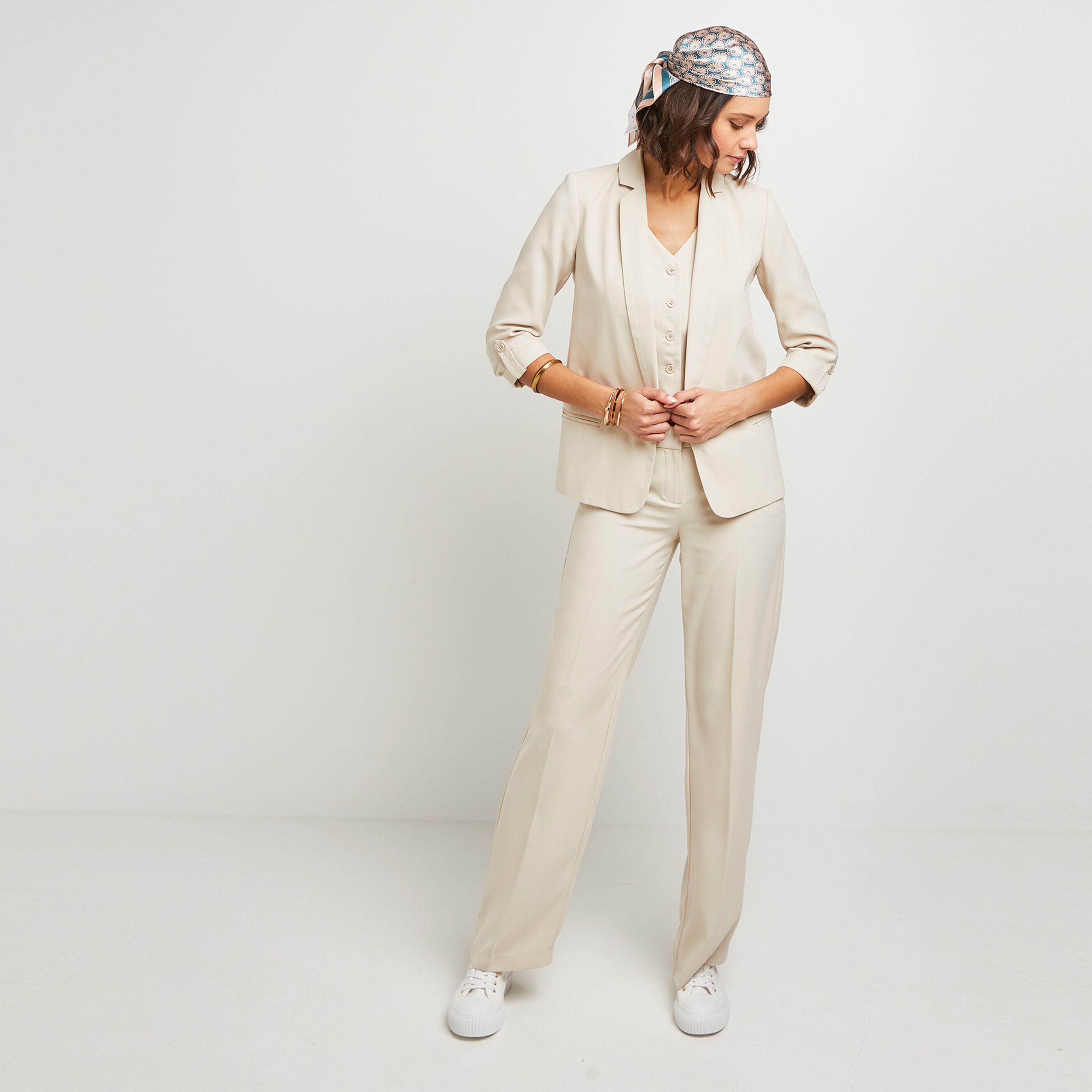 Pantalon large femme - BEIGE