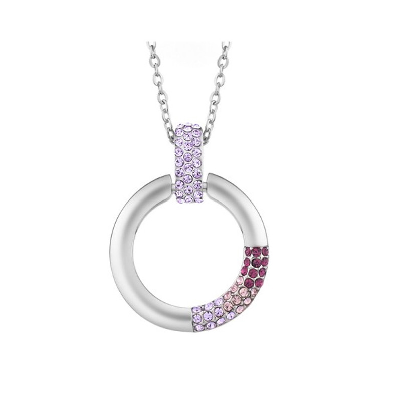Pendentif Cercle orné de Cristal Violet Swarovski