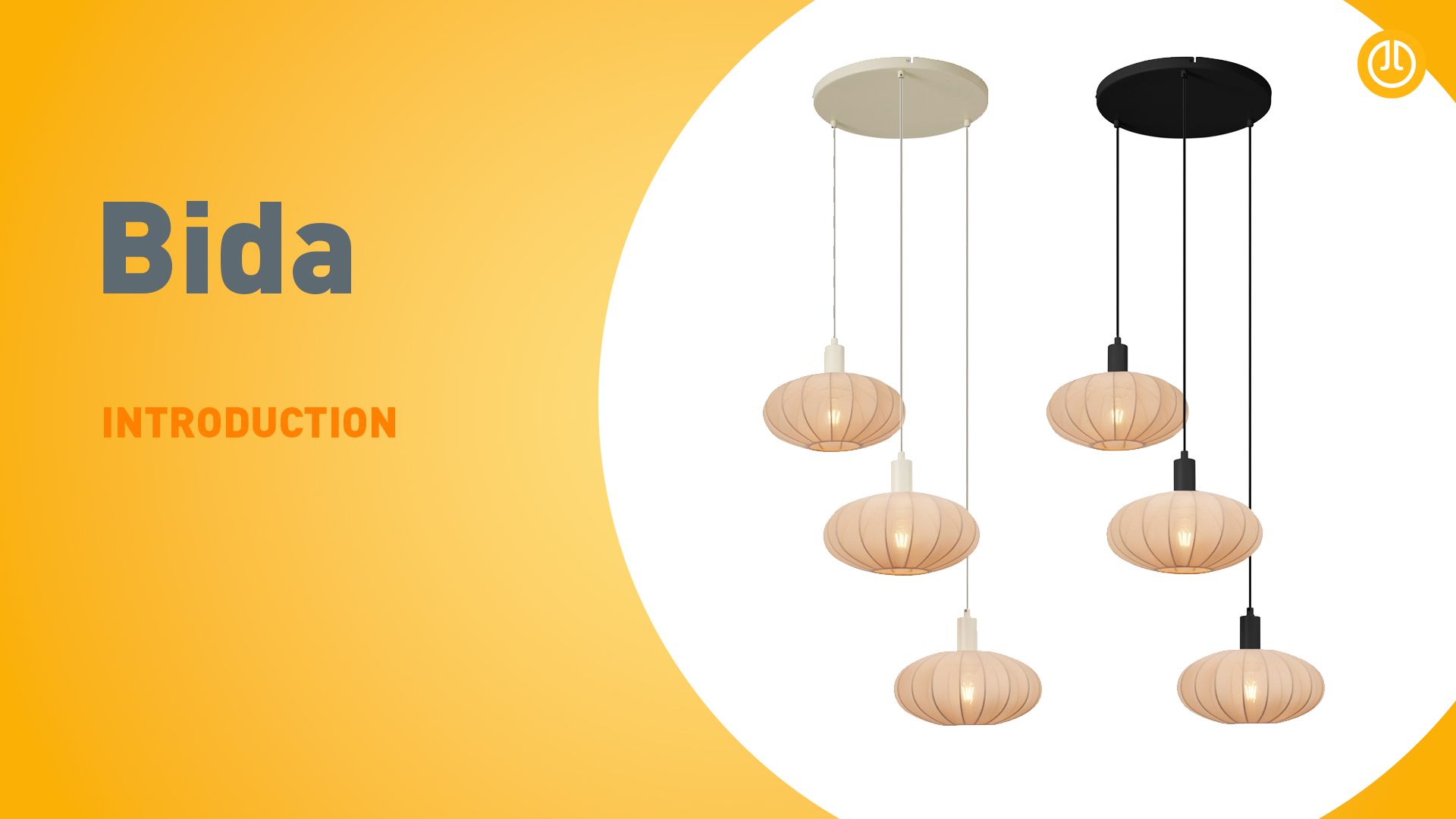 Japandi hanglamp beige met stoffen kap 3-lichts - Bida