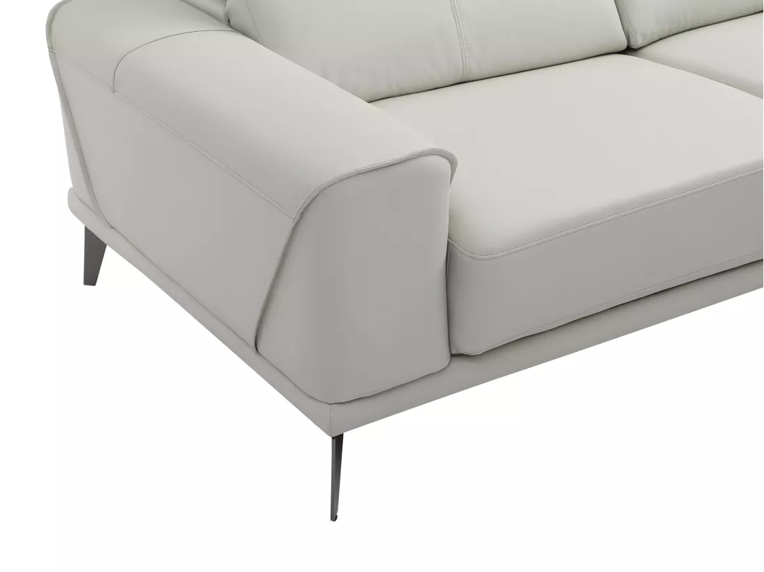 Canapé d'angle droit en cuir de buffle beige ANDOR