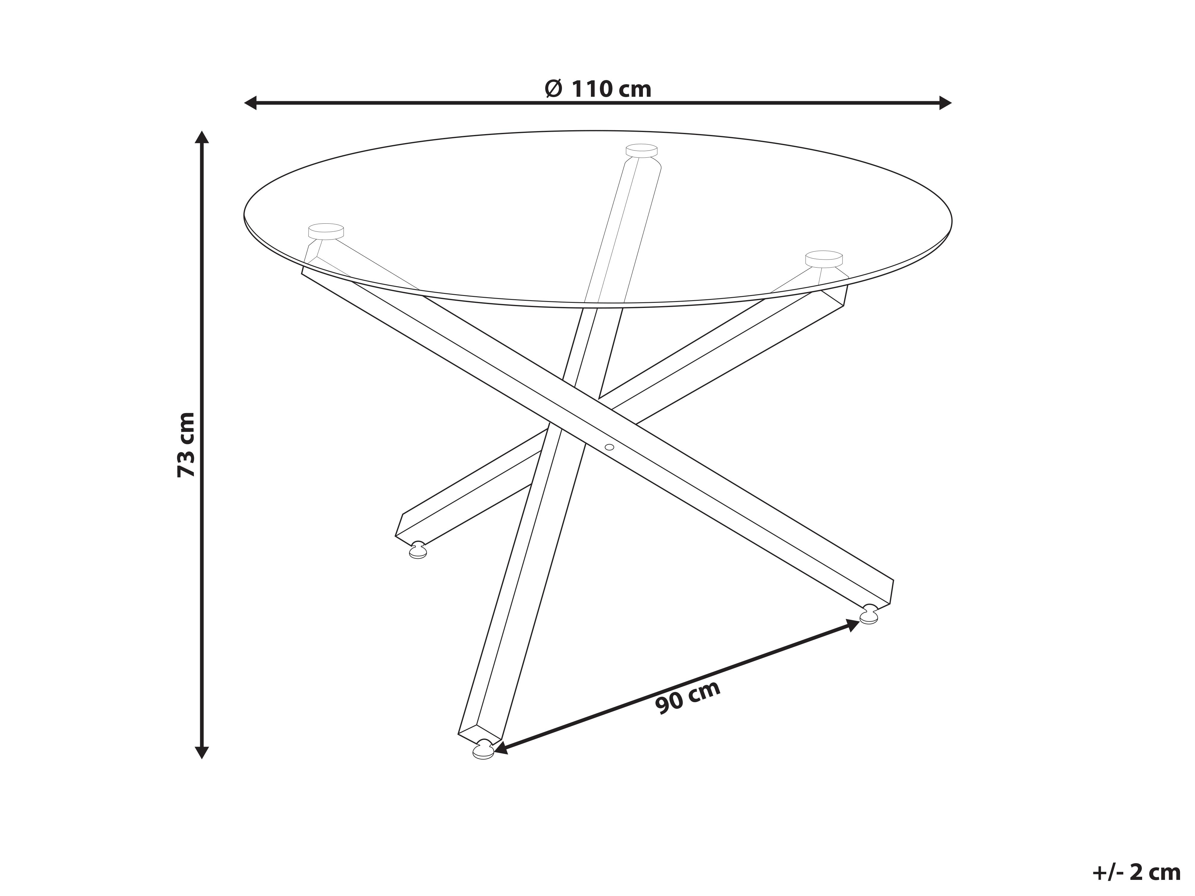 Eettafel BUTLER Zilver 110 cm Veiligheidsglas 110 cm