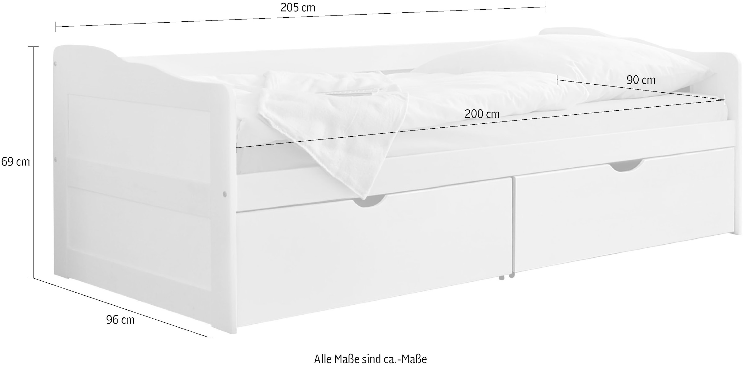 Ticaa Daybett »Melanie« in Kiefer mit Rollrost, wahlweise mit Matratze