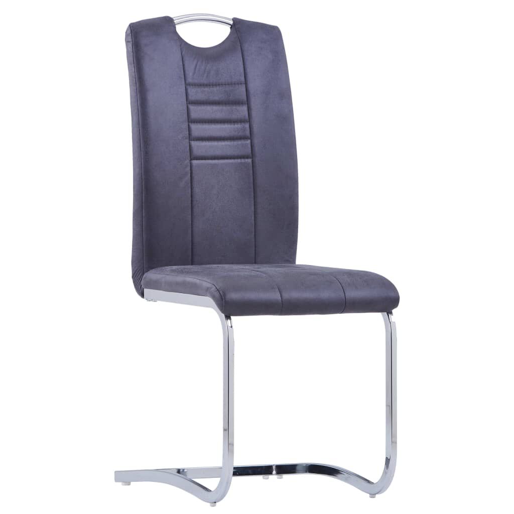 vidaXL Cantilever eetkamerstoelen, set van 2, grijs, imitatiesuède